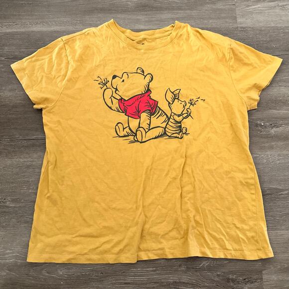 Winnie The Pooh Disney Shirt Mustard Yellow Plus Size XL - Picture 1 of 3